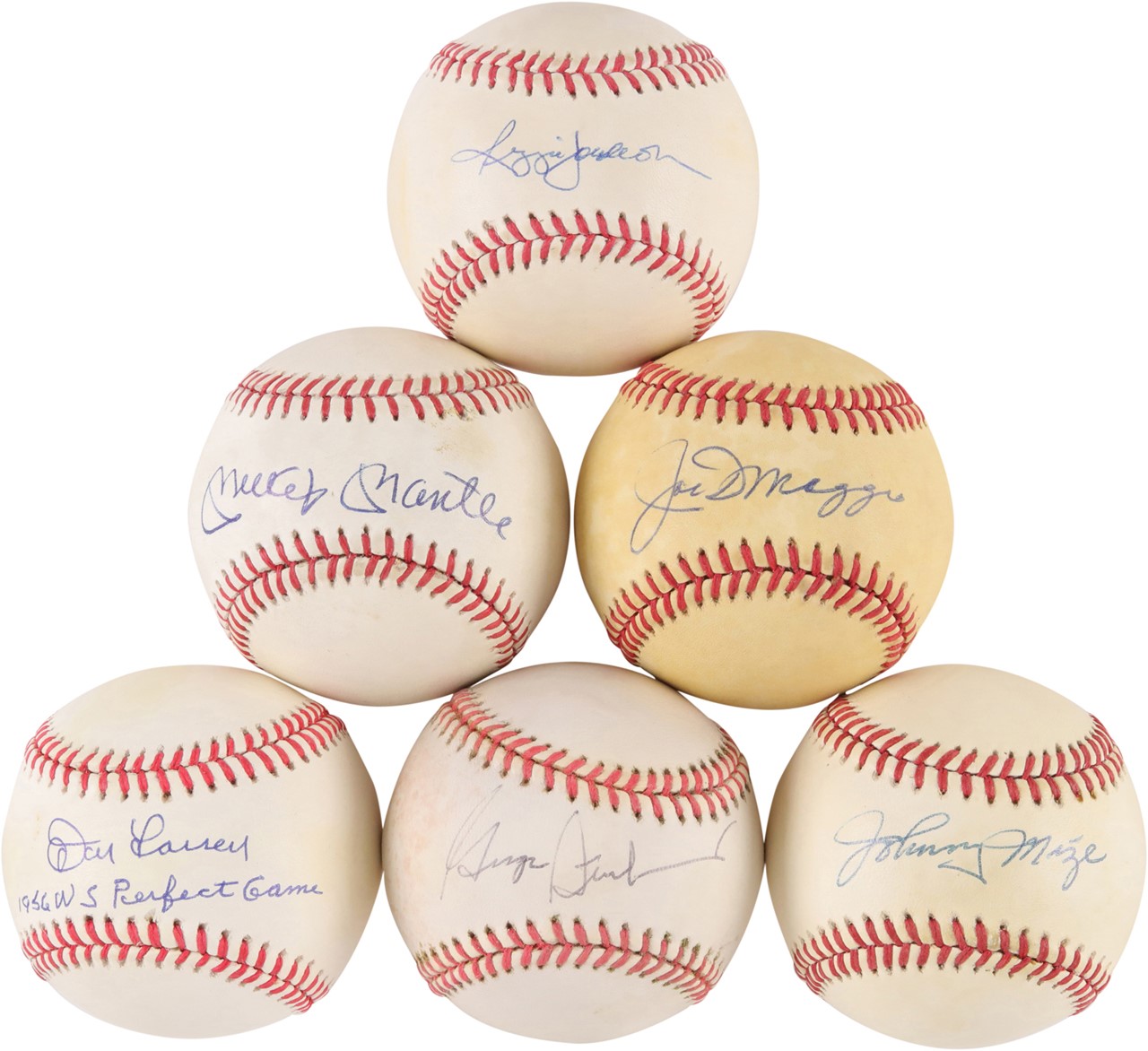 - New York Yankees Single-Signed Ball Collection (21) w/Mantle, DiMaggio, and Steinbrenner