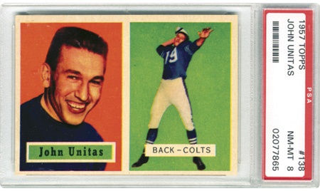 Football Cards - 1957 Topps Johnny Unitas Rookie PSA 8