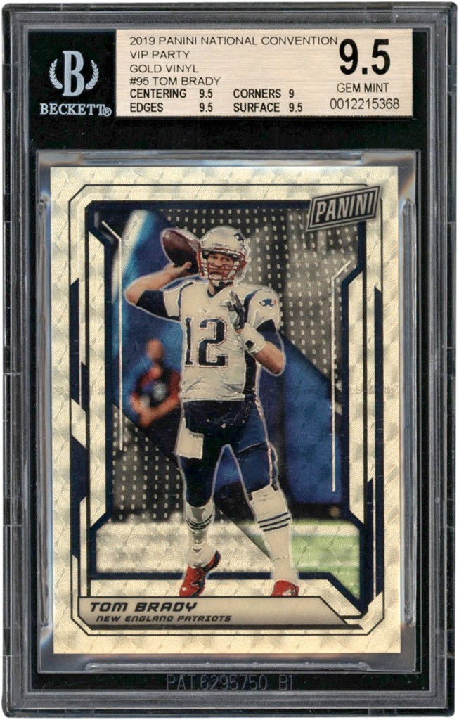 - 019 Panini National Convention VIP Party Gold Vinyl #95 Tom Brady "1/1" BGS GEM MINT 9.5