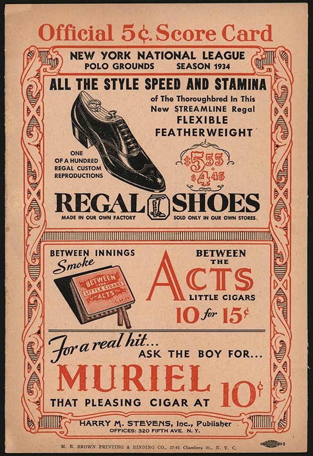 - 1934 MLB All Star Game Scorecard