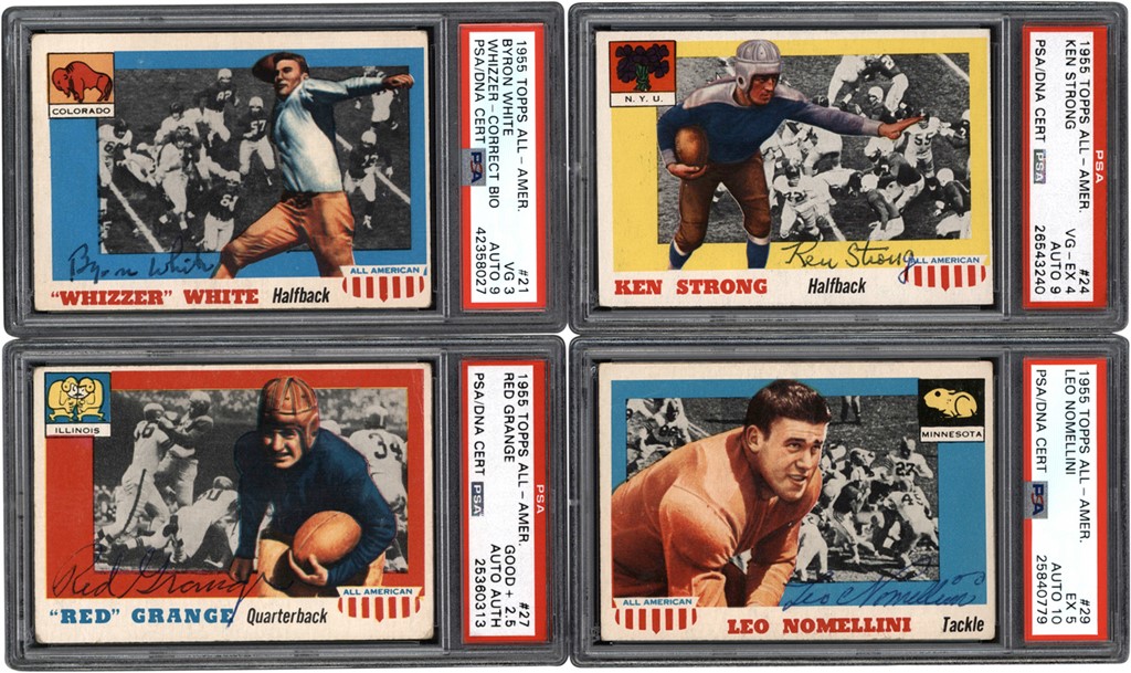 Football Cards - 1955 Topps All American Football PSA Dual Grade Signed Card Collection (20)