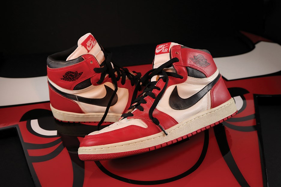 Basketball - /29/85 Michael Jordan Chicago Bulls Game Worn Air Jordan I Sneakers from Broken Foot Game - Likely the Last Pair of Original Air Jordan I's MJ Ever Wore! (MEARS)