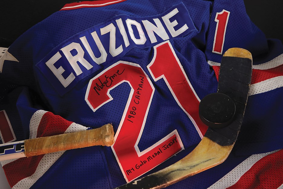 Hockey - 980 Mike Eruzione Team USA Hockey Gold Medal Winning Game Worn Jersey (Eruzione Letter) (Fractional Ownership- Please See Description)