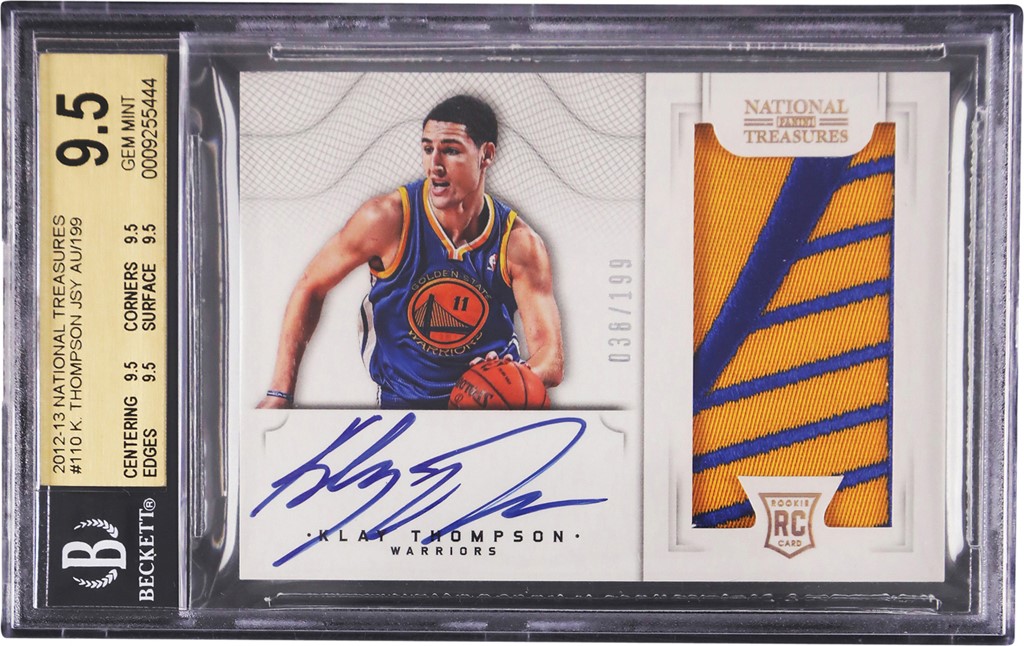 - 2012-13 National Treasures #110 Klay Thompson RPA Rookie Patch Autograph 38/199 BGS GEM MINT 9.5 - Auto 10 (True Gem)