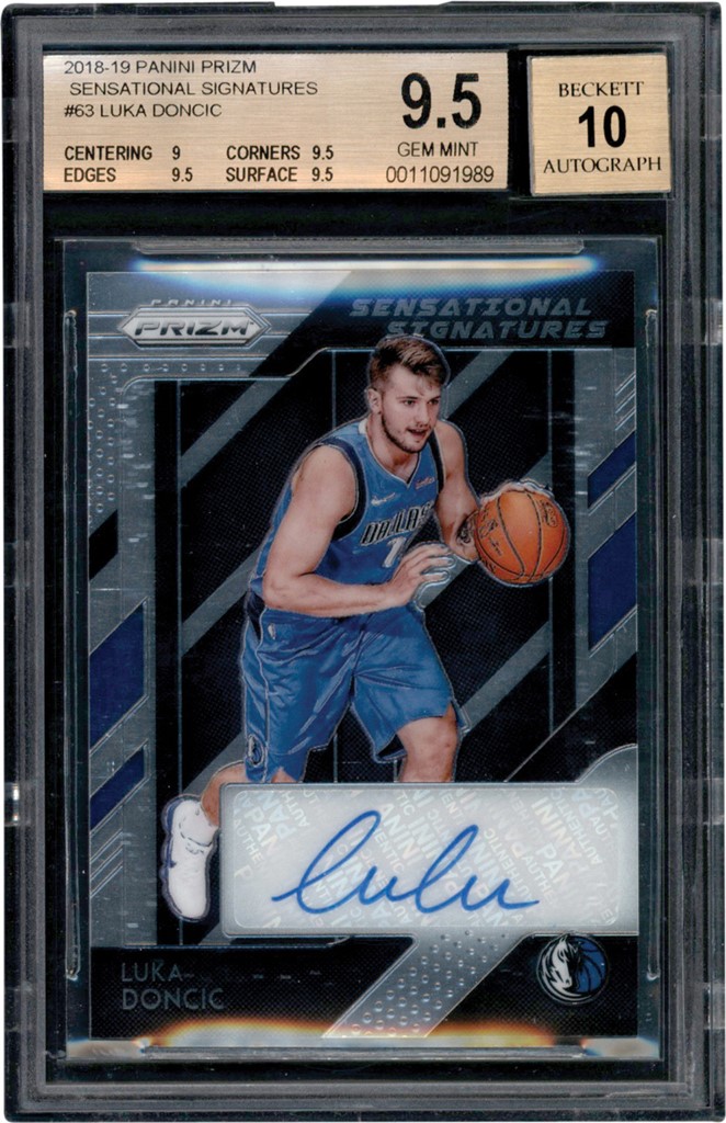 - 2018-19 Panini Prizm Sensational Signatures #LDC Luka Doncic Rookie Autograph BGS GEM MINT 9.5 - Auto 10