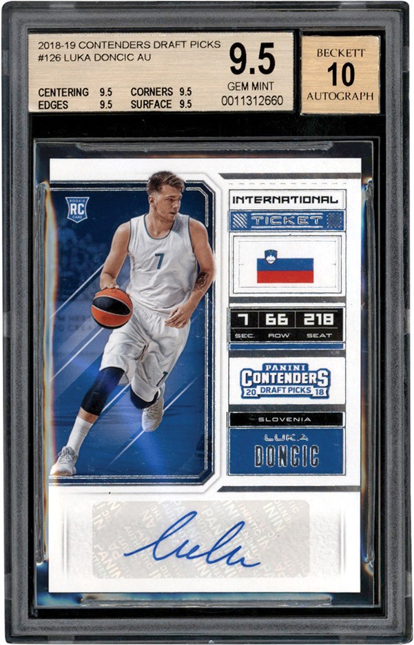- 2018-19 Contenders Draft Picks #126 Luka Doncic Rookie Autograph BGS GEM MINT 9.5 - Auto 10 (True Gem)
