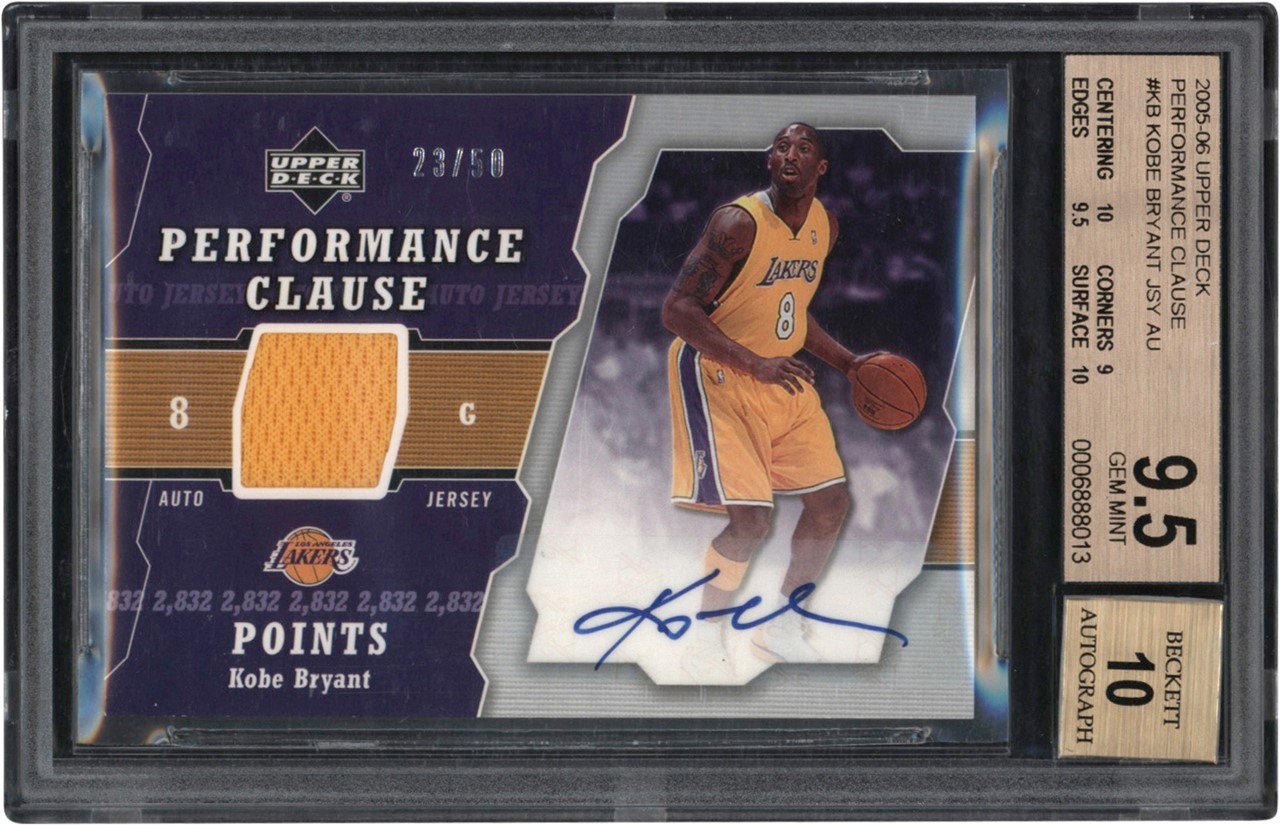 - 2005-06 Upper Deck Performance Clause #KB Kobe Bryant Jersey Autograph 23/50 BGS GEM MINT 9.5 - Auto 10 (Pop 1 of 1 - Highest Graded!)