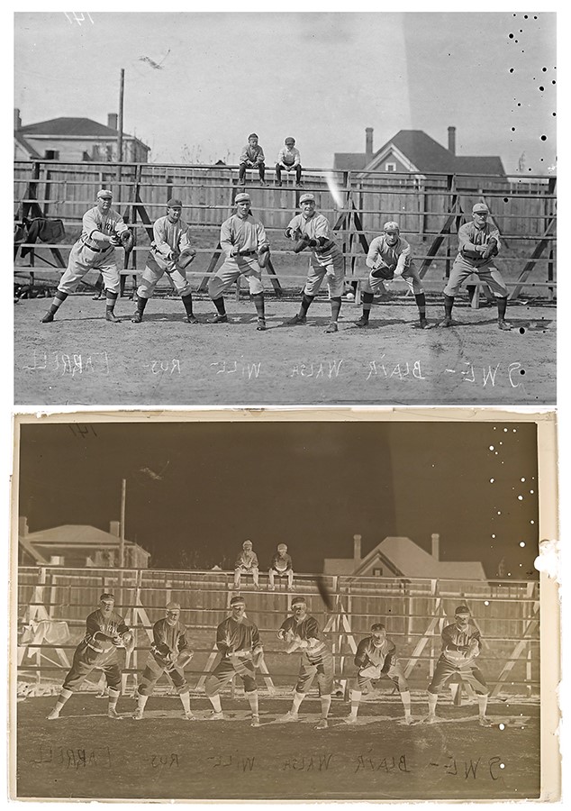 - 1911 New York Yankees Original Glass Plate Negative with Team Owner Frank Farrell