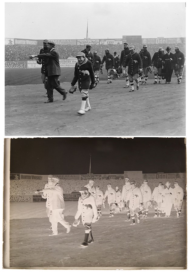 - 1911 World Series Philadelphia A's Take the Field Original Glass Plate Negative