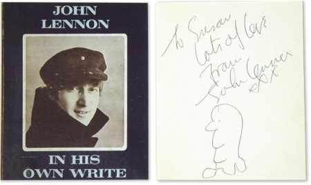 Beatles Autographs - John Lennon Book In His Own Write with Autographed Doodle