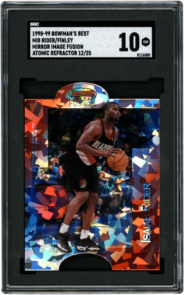 - 998-99 Bowman's Best Mirror Image Fusion Atomic Refractor #MI8 Isaiah Rider & Michael Finley 12/25 SGC GEM MINT 10 (Pop 1 of 1)