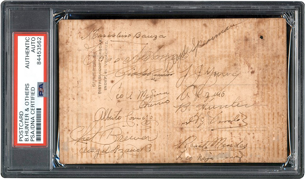 - 1940 Aguila de Veracruz Team-Signed Composite Photo Postcard w/Chet Brewer & Clyde Spearman (PSA)