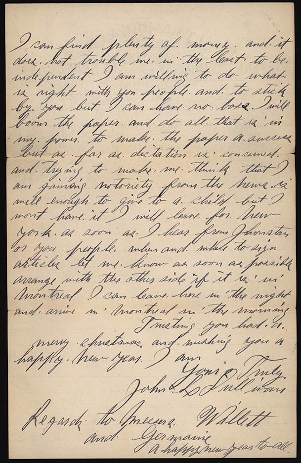1888 John L. Sullivan Handwritten Letter (PSA)