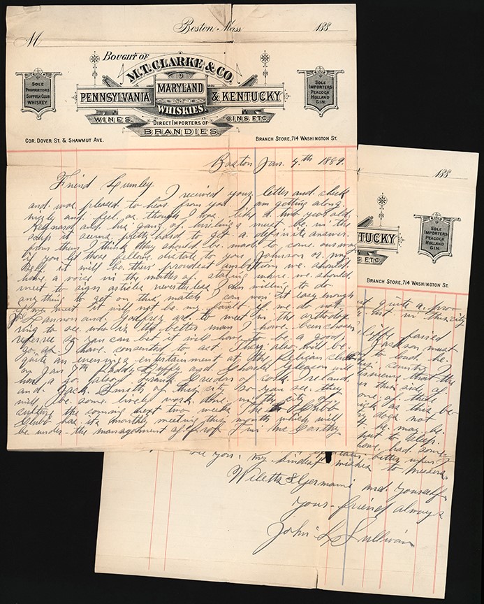 - 1889 John L. Sullivan Handwritten Letter (PSA)