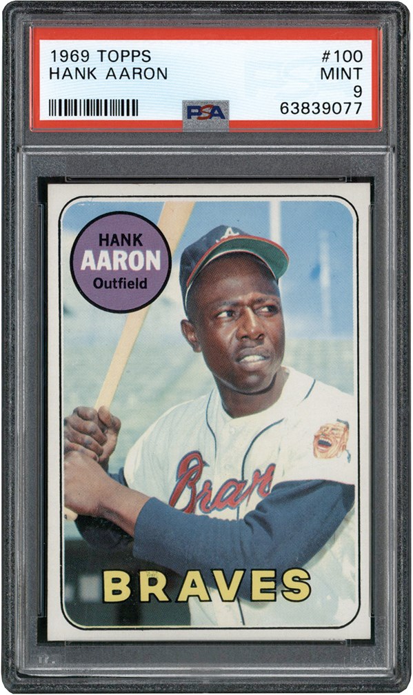 - 1969 Topps Baseball #100 Hank Aaron PSA MINT 9