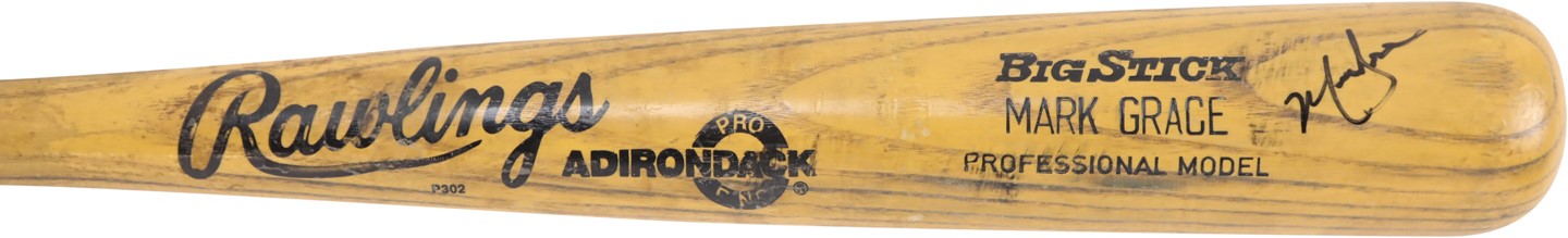 Baseball Equipment - 1989 Mark Grace Chicago Cubs Signed Game Used Bat (PSA GU 8.5)