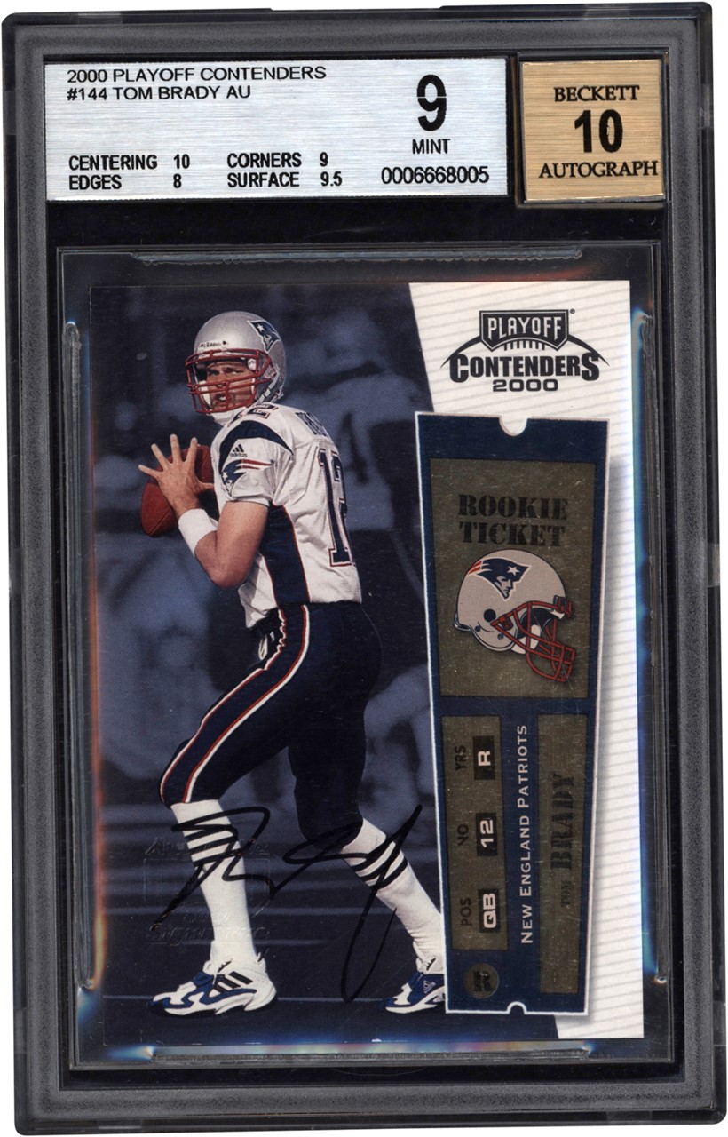 - 00 Playoff Contenders Rookie Ticket #144 Tom Brady Autograph BGS MINT 9 - Auto 10