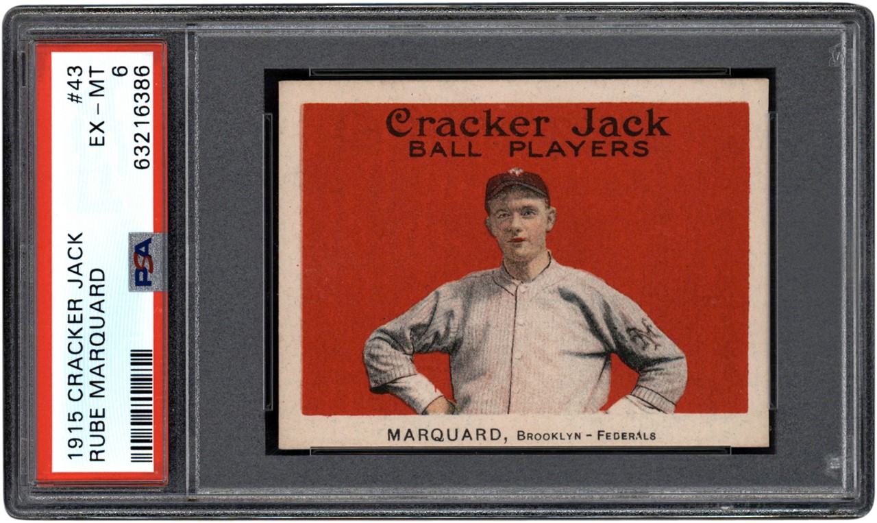 - 1915 Cracker Jack #43 Rube Marquard PSA EX-MT 6