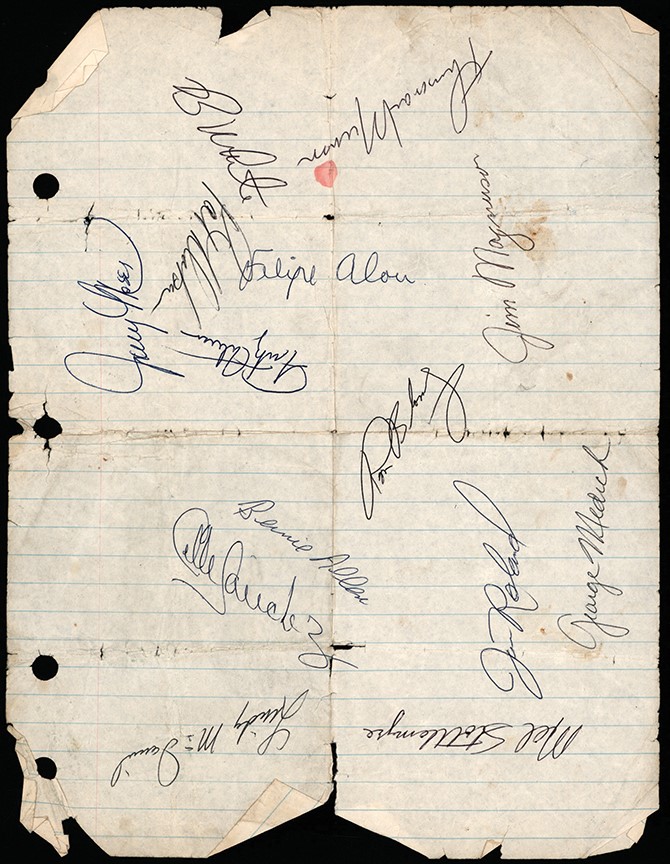 - 1973 New York Yankees Signed Page w/Thurman Munson (PSA)