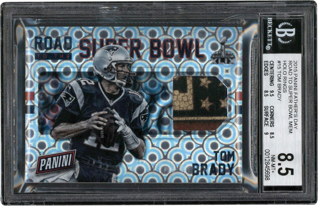 - 015 Panini Father's Day Road to the Super Bowl Mem. Holo Rings #15 Tom Brady BGS NM-MT+ 8.5