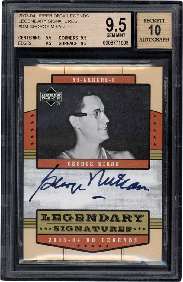 - 2003-04 Upper Deck Legends Legendary Signatures #GM George Mikan BGS GEM MINT 9.5 - Auto 10