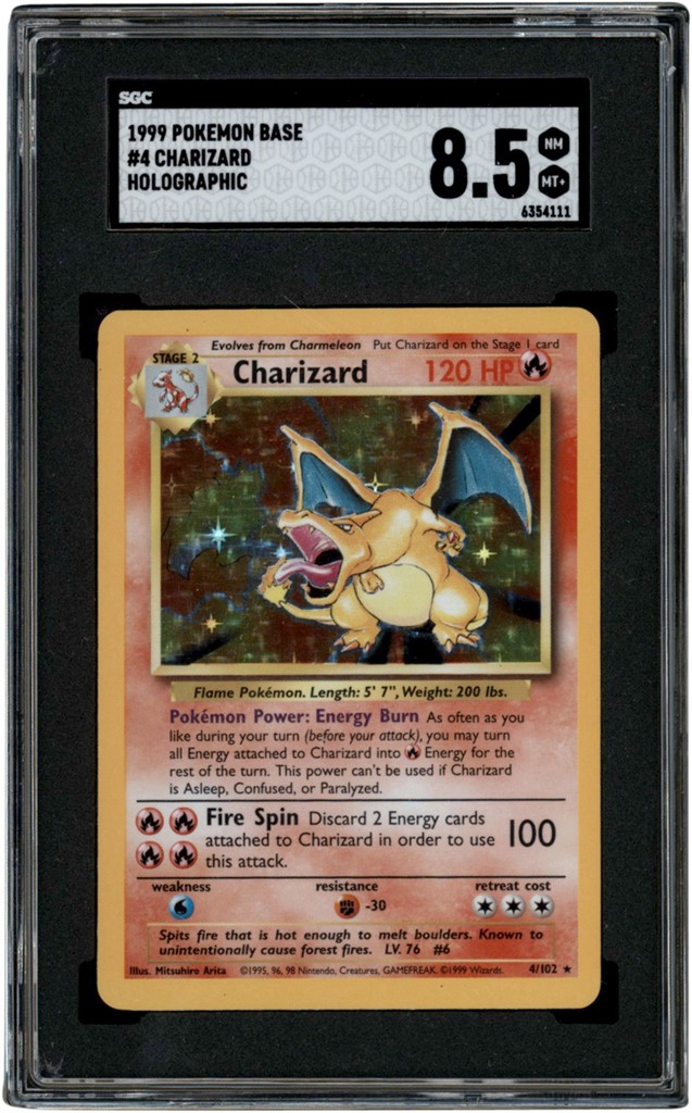 - 1999 Pokemon Base #4 Charizard Holo SGC NM-MT+ 8.5
