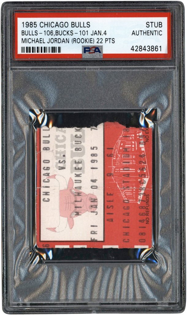- 1/4/85 Michael Jordan Rookie Chicago Bulls Ticket Stub PSA Authentic (Pop 2 - One Higher)