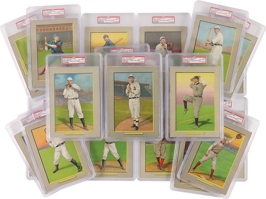 - 1911 T3 Turkey Red Baseball Card Collection w/Hall of Famers (24) w/22 PSA