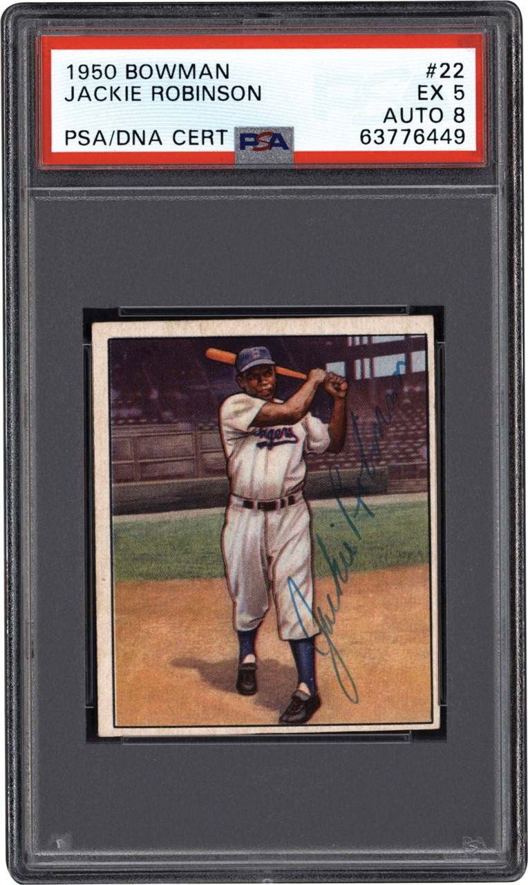 - 1950 Bowman #22 Jackie Robinson Signed PSA EX 5 - Auto 8 (Highest Graded!)