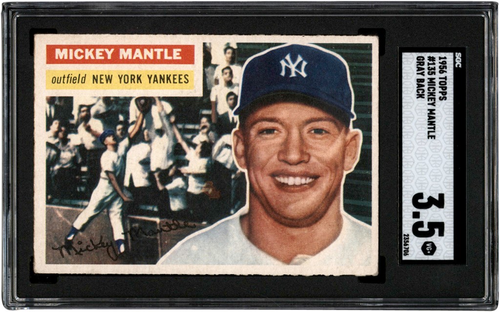 - 1956 Topps #135 Mickey Mantle SGC VG+ 3.5