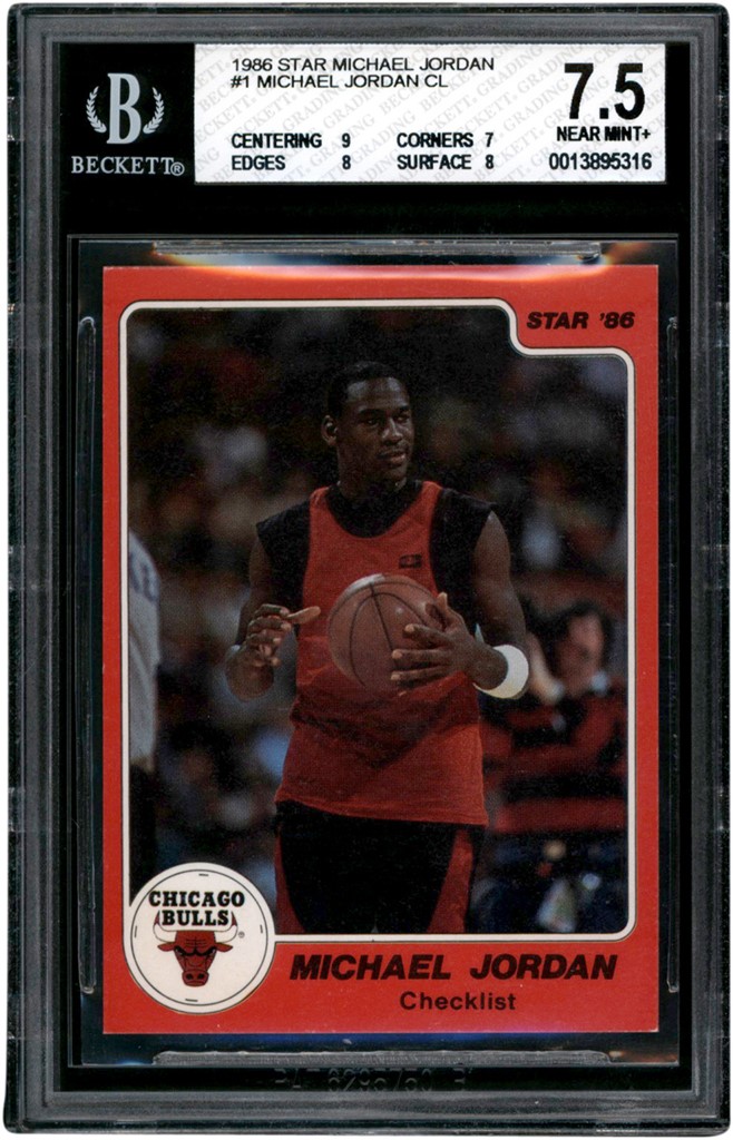 Basketball Cards - 1986 Star Co. Basketball #1 Michael Jordan Checklist BGS NM+ 7.5