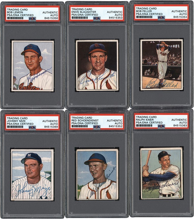 Baseball and Trading Cards - Signed 1950 Bowman Hall of Fame Collection (12) w/Bob Feller