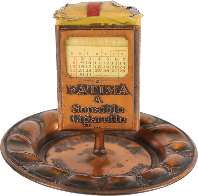 - Circa 1920 Fatima Ash Tray and Unopened Cigarette Pack