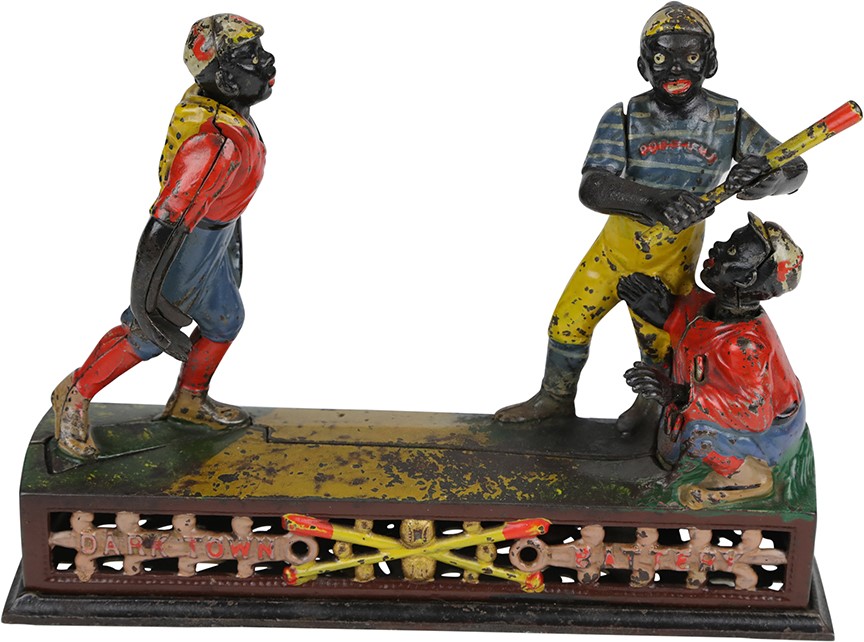 Early Baseball - 1888 Darktown Battery Baseball Bank - Finest We Have Offered