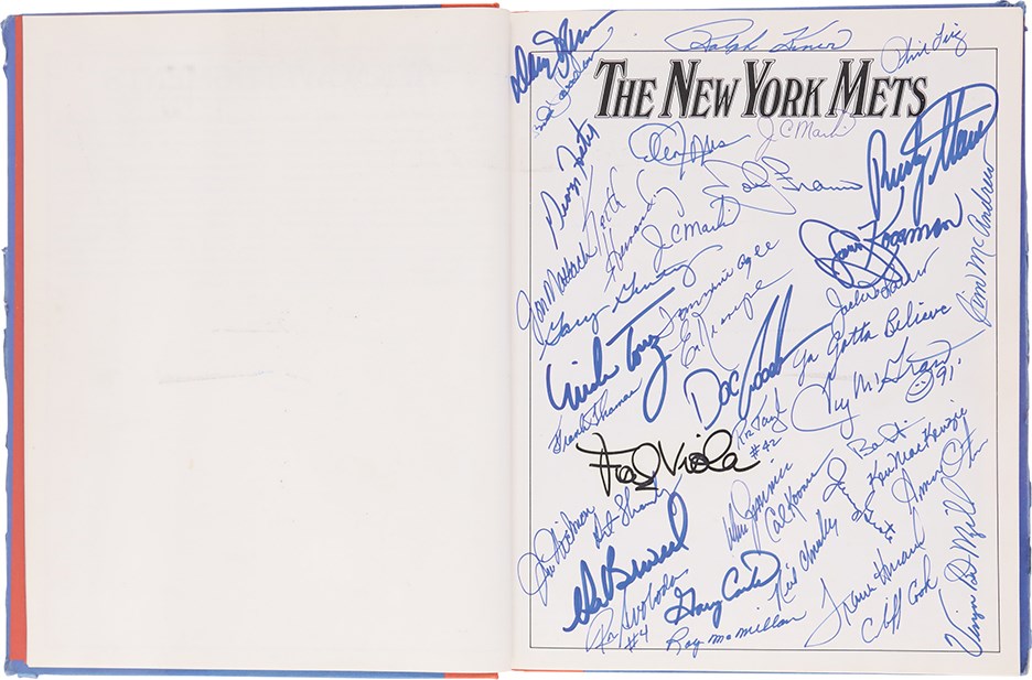 - 1986 New York Mets World Series Edition Year Book w/180 Signatures PSA/DNA