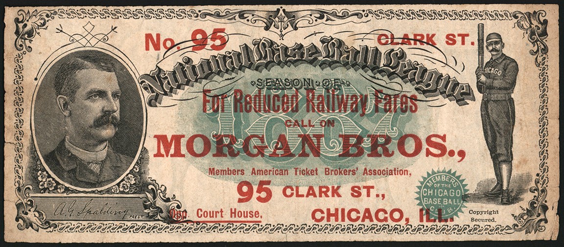 Early Baseball - 1887 Chicago Nationals Baseball Currency w/Spalding & Anson