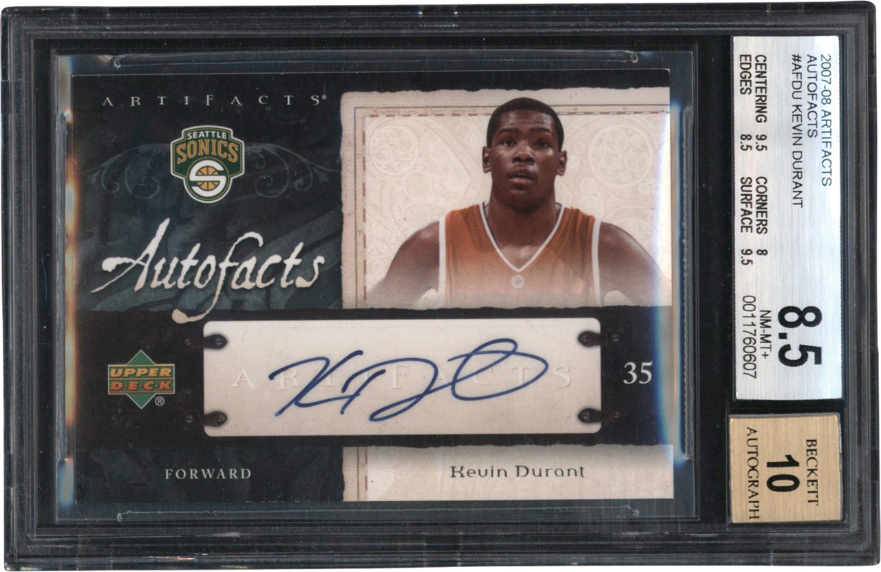 - 2007-08 Artifacts Autofacts #AFDU Kevin Durant Rookie Autograph BGS NM-MT+ 8.5 - Auto 10