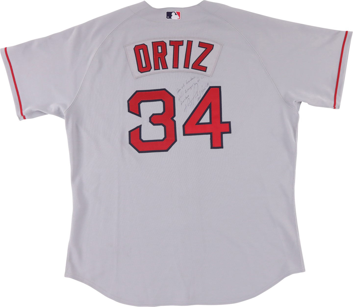 Baseball Equipment - 2006 David Ortiz Boston Red Sox Game Worn Jersey Inscribed to Pitcher Felix Hernandez (MEARS A10)