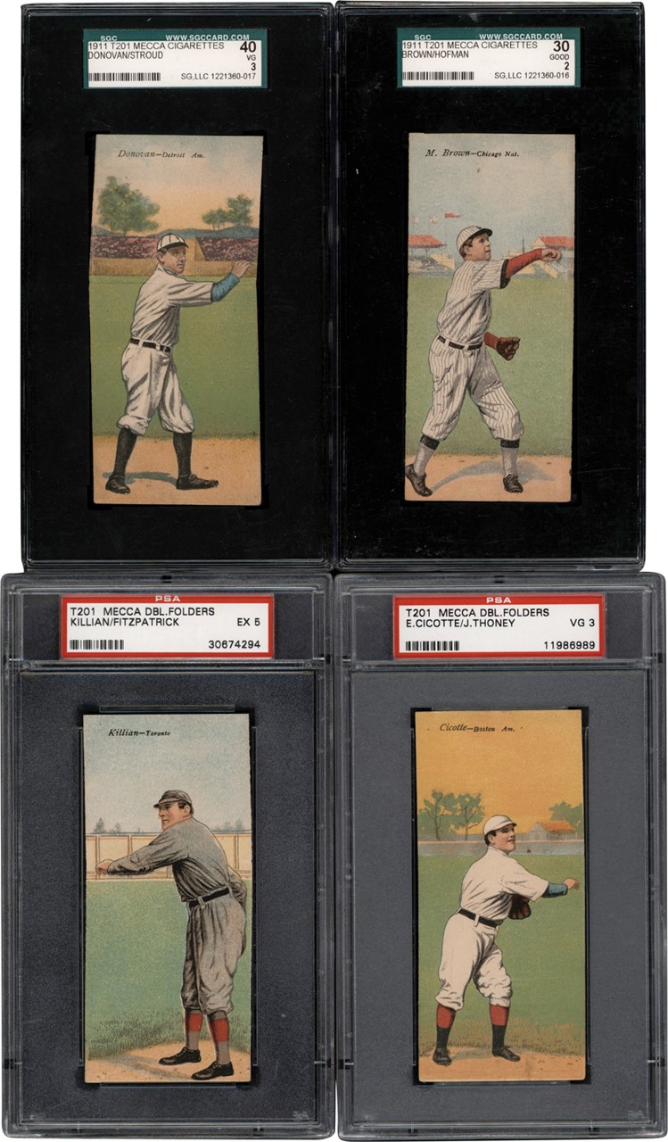 - 1911 T201 Mecca Double Folders SGC Graded Collection (4)