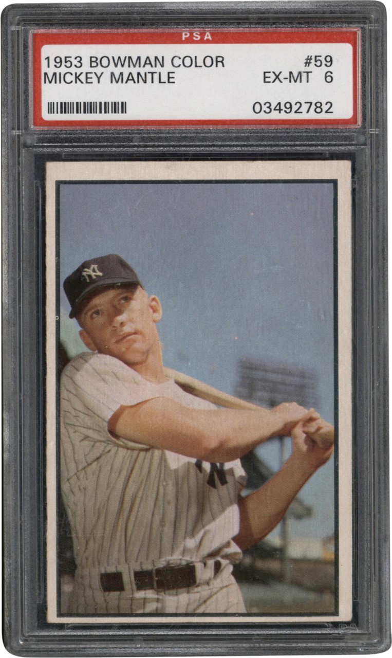- 1953 Bowman Color #59 Mickey Mantle PSA EX-MT 6