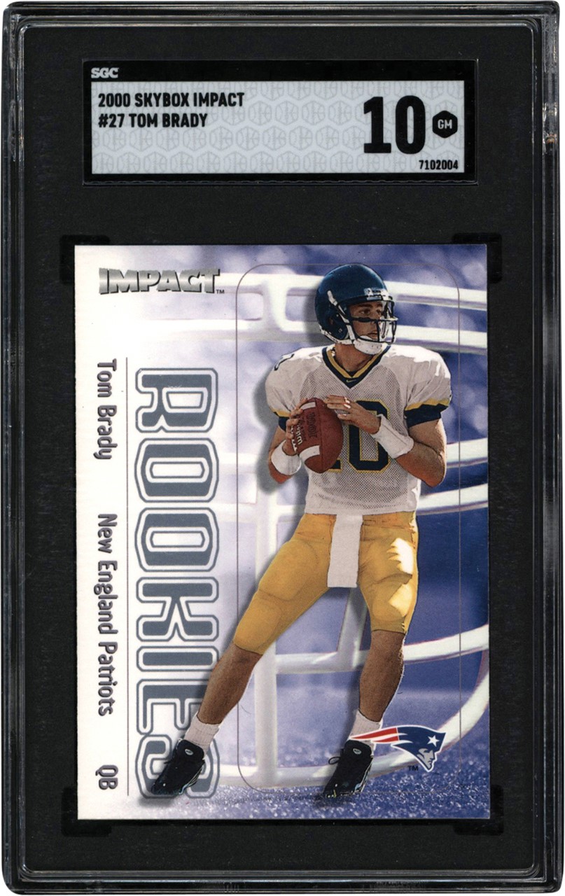 - 000 SkyBox Impact #27 Tom Brady Rookie SGC GEM MINT 10