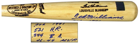 Ted Williams - Ted Williams Autographed Statistics Bat (35”)