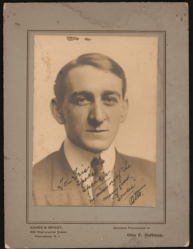 - Otto Hoffman Signed Photo to Tris Speaker