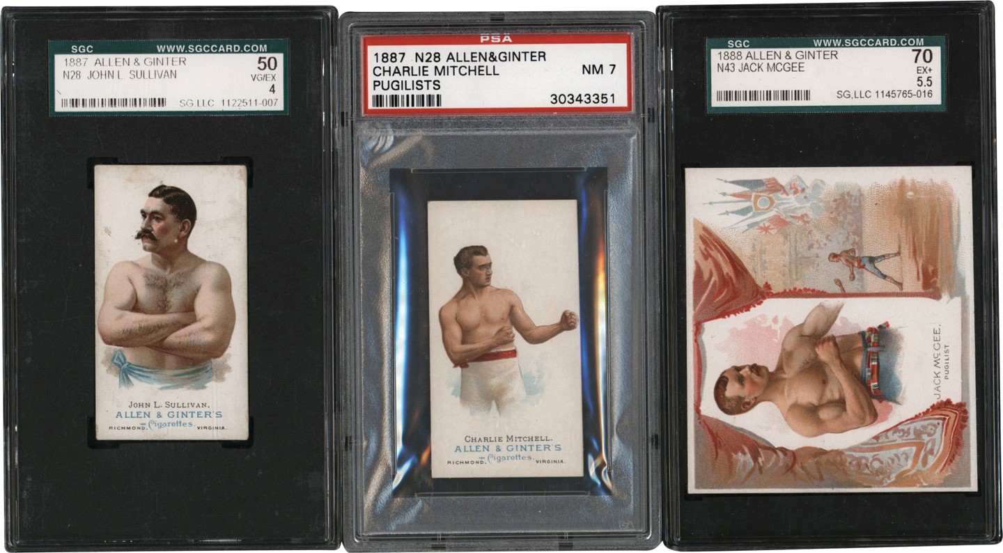 - Three 19th Century Boxing Cards Including 1887 N28 John L. Sullivan