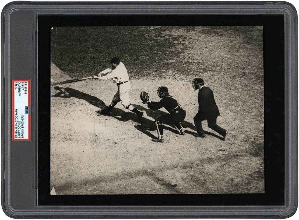 - Circa 1911 Larry Doyle at the Plate Photograph (PSA Type I)