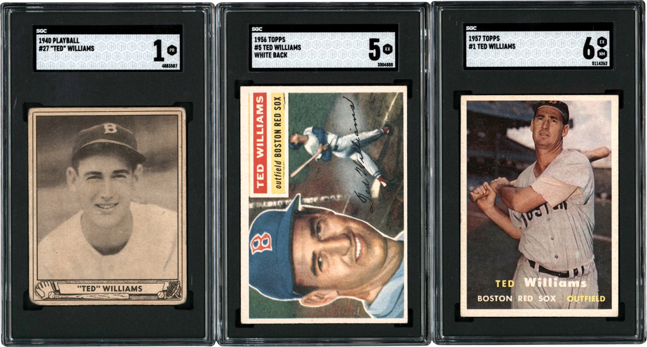 - 1940-1957 Play Ball & Topps Ted Williams SGC Collection (3)
