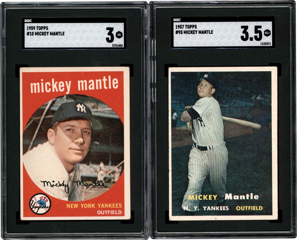 - 1957 & 1959 Topps Mickey Mantle SGC Pair (2)
