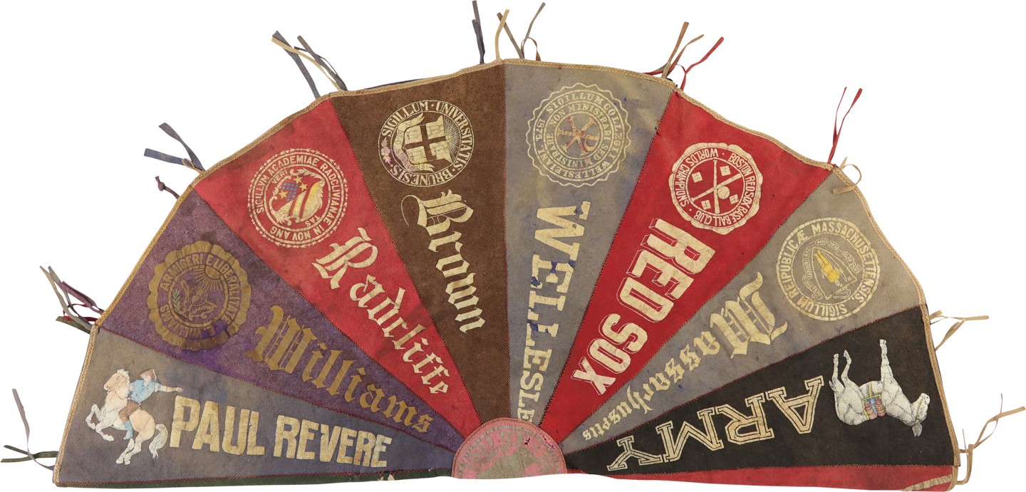 - 1910s Boston Area Felt Blanket Made Out of Pennants w/1915 Red Sox