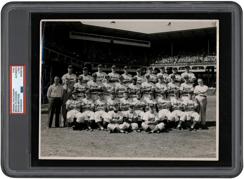 - 1951 Brooklyn Dodgers Team Photograph w/Robinson and Campanella (PSA Type I)
