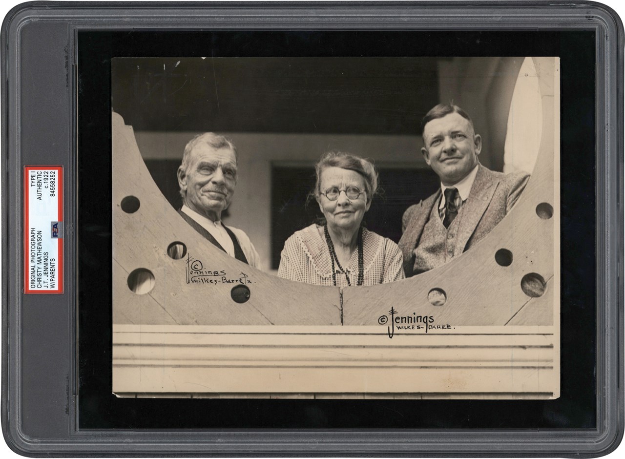 The Brown Brothers Photograph Collection - 1922 Christy Mathewson and Parents Photograph (PSA Type I)